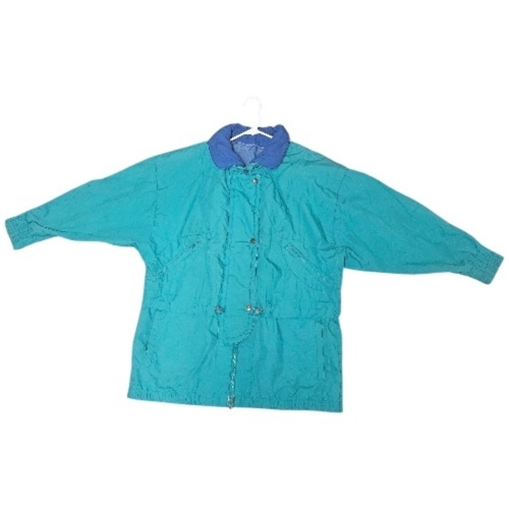 London Fog Teal Raincoat with Blue Collar